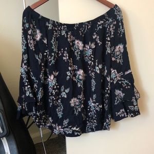 Large off the shoulder floral top with ruffled arms